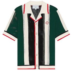 CASABLANCA
Striped Mesh Shirt - Red, Black, White, Green